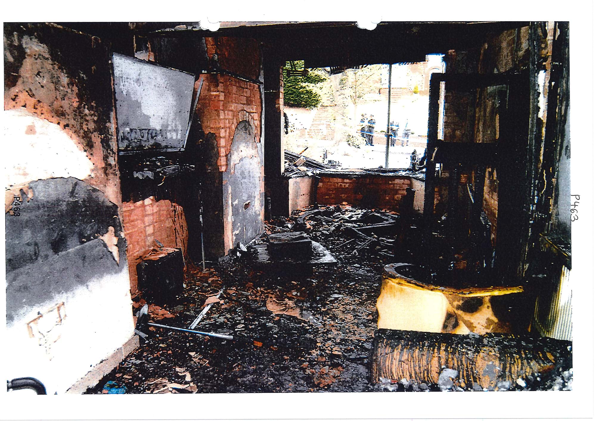 The burnt out home of the Begum family, after the appliance caused the fire.